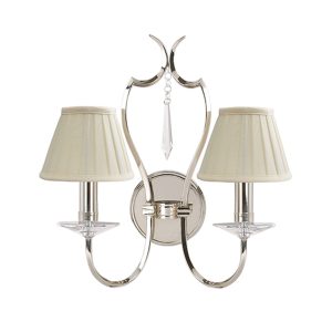 Pimlico 2 Light Wall Light With LS162 Shades Polished Nickel - PM2 PL + LS162