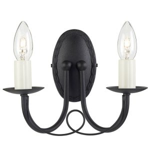 Minster 2 Light Wall Light Black - MN2 BLACK