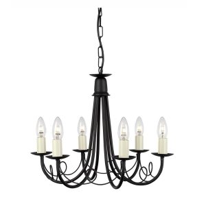 Minster 6 Light Chandelier Black - MN6 BLACK