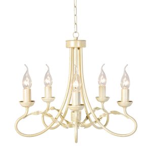 Olivia 5 Light Chandelier Ivory / Gold - OV5 IVORY/GOLD