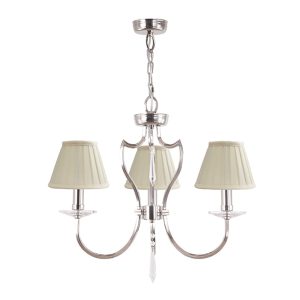 Pimlico 3 Light Chandelier With LS162 Shades Polished Nickel - PM3 PN + LS162