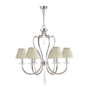 Pimlico 6 Light Chandelier With LS162 Shades Polished Nickel - PM6 PN + LS162