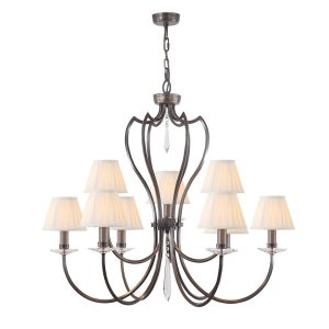 Pimlico 9 Light Chandelier With LS162 Shades Dark Bronze - PM9 DB + LS162