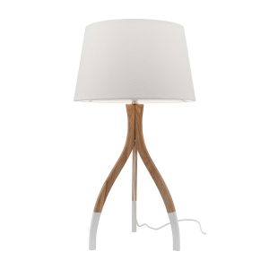 Carmen Table Lamp Natural Timber With White Feet & Shade - A34411