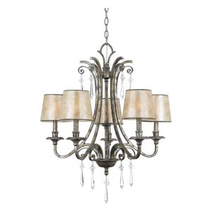 Kendra 5 Light Chandelier Mottled Silver/Oyster Mica - QZ/KENDRA5