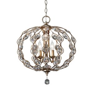 Leila 3 Light Chandelier Burnished Silver - FE/LEILA3