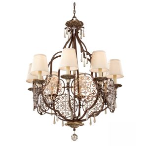 Marcella 8 Light Chandelier British Bronze & Oxidised Bronze - FE/MARCELLA8