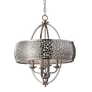 Zara 4 Light Chandelier Brushed Steel - FE/ZARA4-L