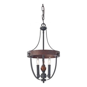 Alston Duo Mount 3 Light Chandelier AF/Charcoal Black/Acorn - FE/ALSTON3