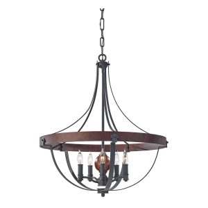 Alston 5 Light Chandelier AF/Charcoal Black/Acorn - FE/ALSTON5