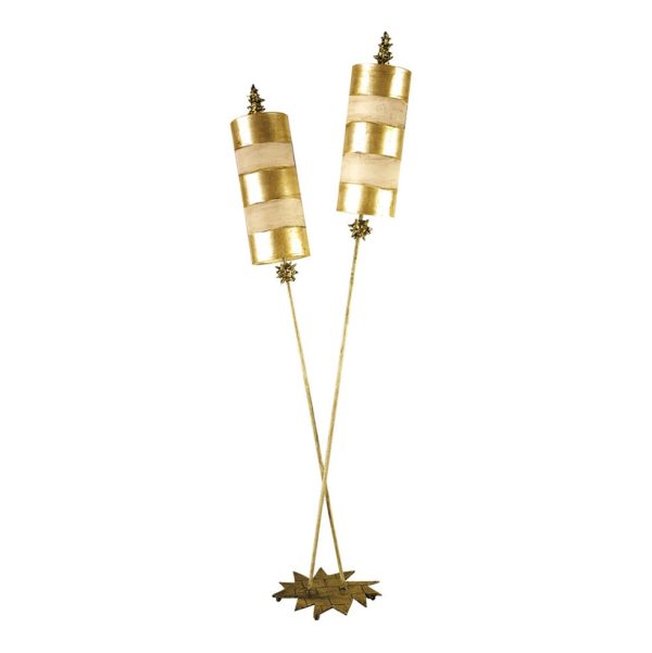 Nettle 2 Light Floor Lamp By Paul Grüer Gold & Taupe - FB/NETTLELX-G/FL