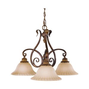 Sonoma Valley Down 3 Light Chandelier Aged Tortoise Shell - FE/SONOMAVAL3