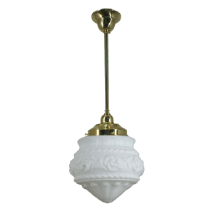 Single Rod Pendant Brass With 8" Premier Opal Matt Glass - 3000256