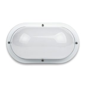 Plain Trim Oval 26W Fluorescent Bulkhead White - LJF9001-WH