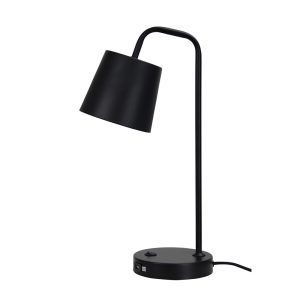 Henk Desk Lamp With USB Socket Matt Black - OL93721BK