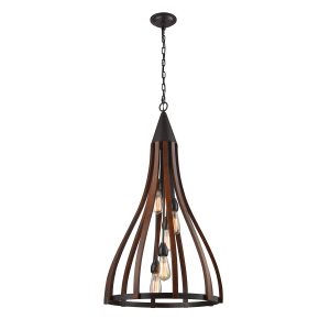 Modern Timber 5 Light Pendant Dark Red - Khaleesi3