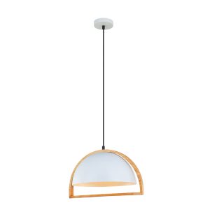 Modern Iron & Wood Pendant White - Swing3