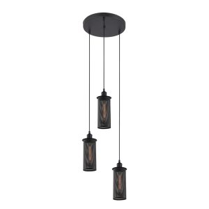 Decorative 3 Light Pendant Black - Veneto1X3BK