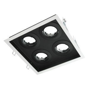 DSL Square Slotter Four Light Downlight Frame White - 70010